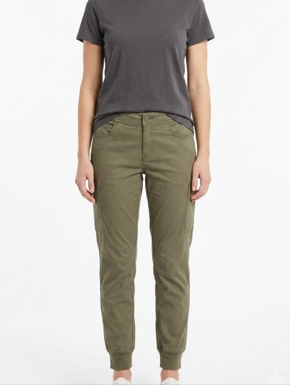 prAna Halle Jogger II Pants 8 Reg Olive Green Recycled Nylon Cargo Hiking Trail